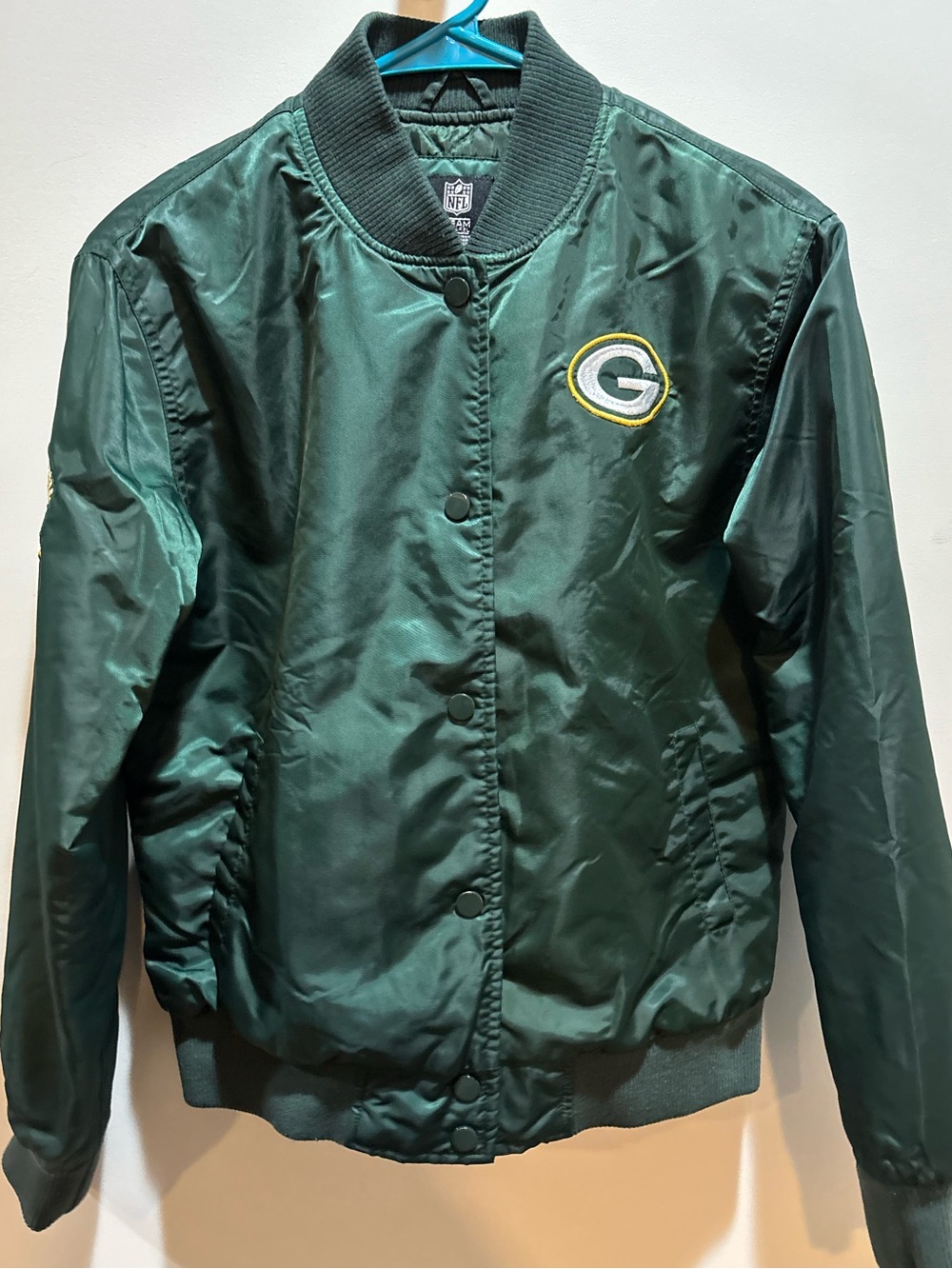 NFL Green Bay Packers Green Satin Bomber Jacket vintage